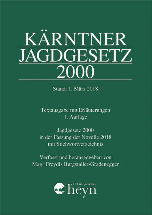 Cover Kärntner Jagdgesetz 2000