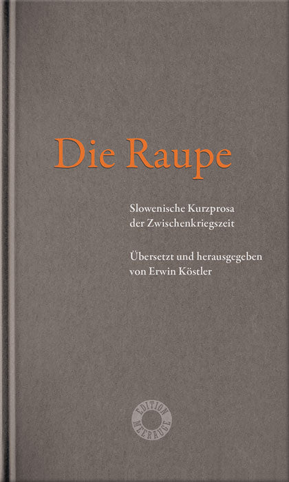Cuchcover "Die Raupe", grau mit orange geprägtem Titel