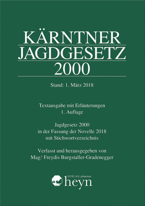 Cover Kärntner Jagdgesetz 2000
